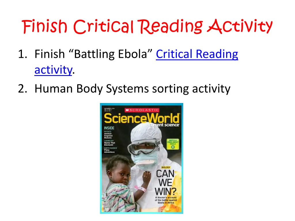 finish critical reading activity