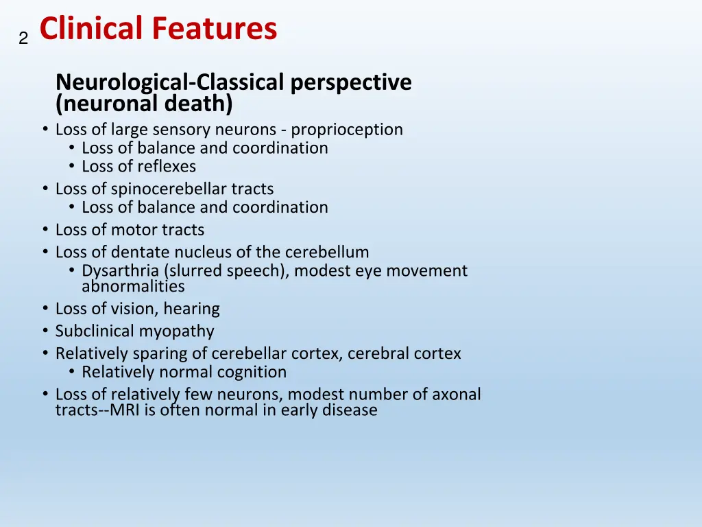 clinical features
