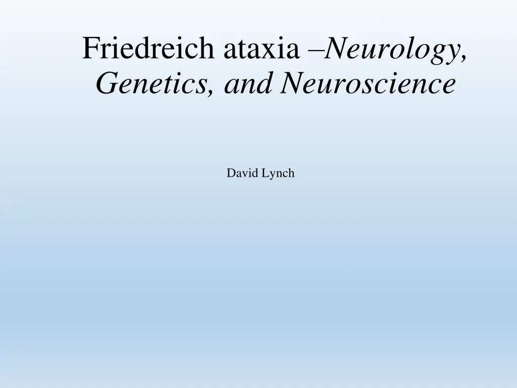 friedreich ataxia neurology genetics