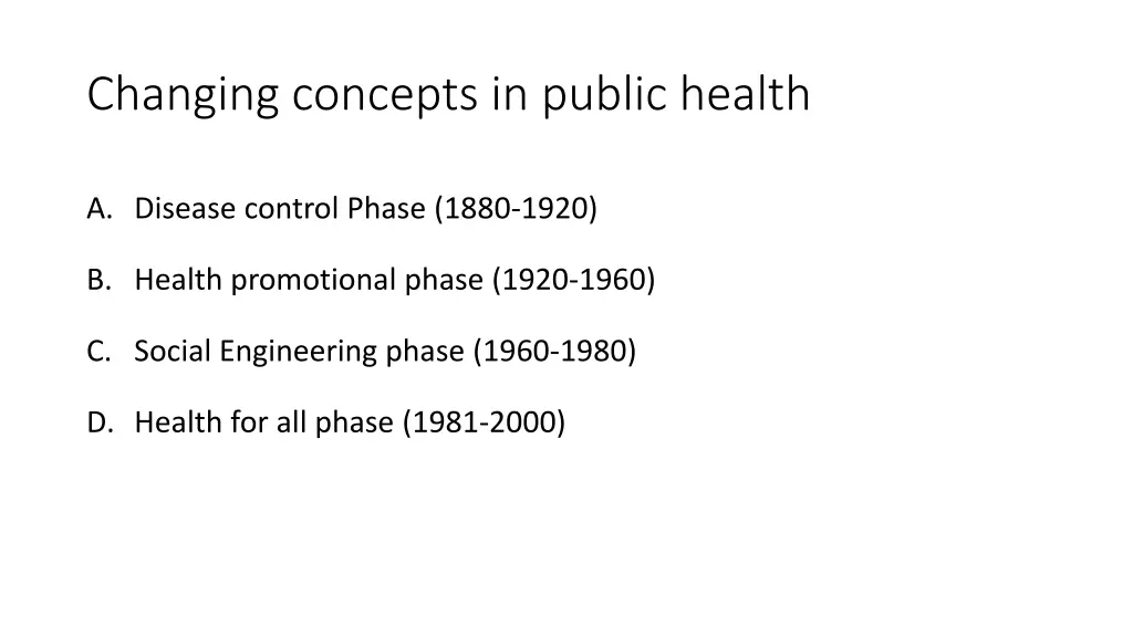changing concepts in public health