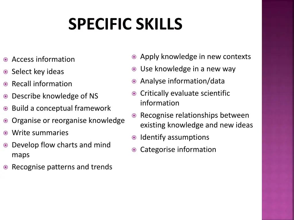 specific skills