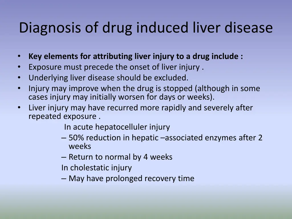 diagnosis of drug induced liver disease