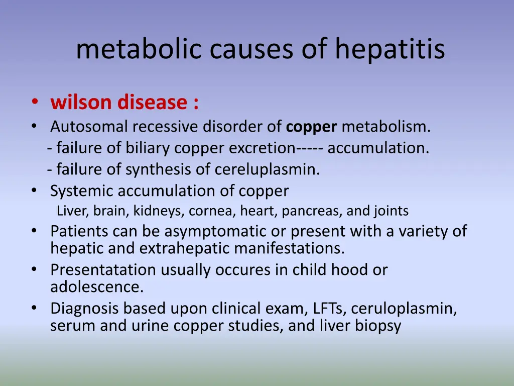 metabolic causes of hepatitis