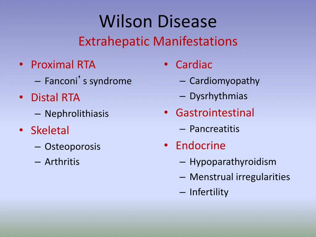 wilson disease extrahepatic manifestations