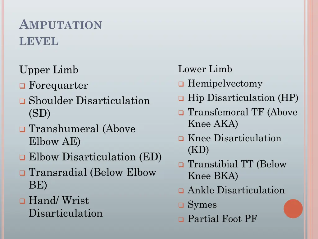 a mputation level 1