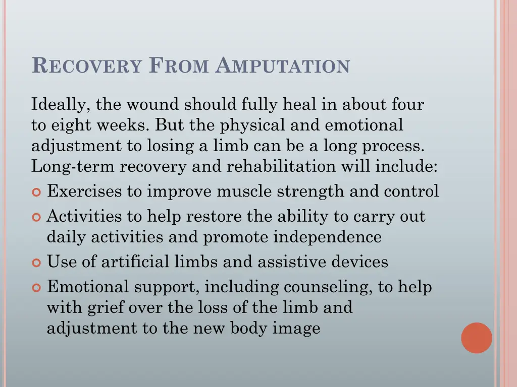 r ecovery f rom a mputation 1