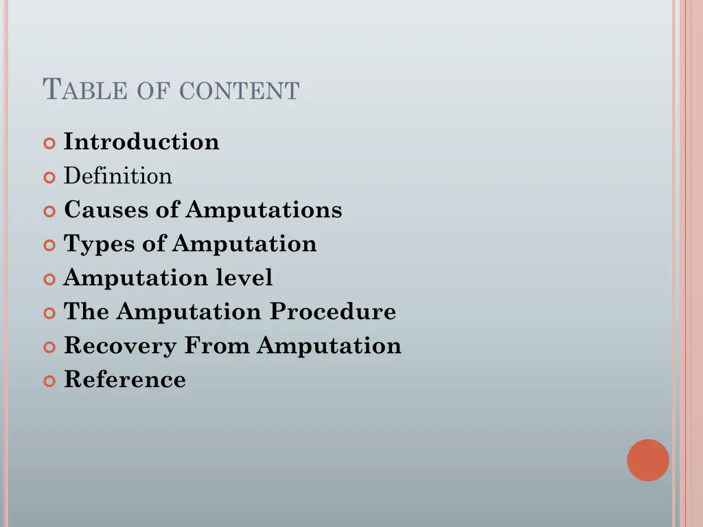 t able of content