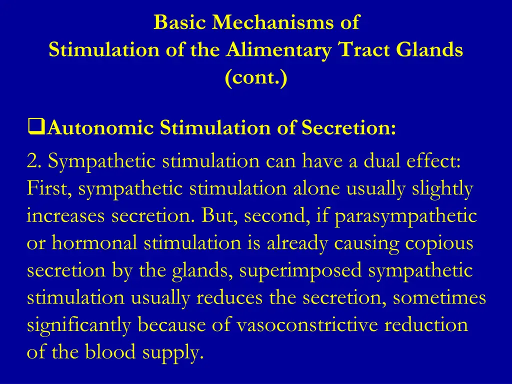 basic mechanisms of stimulation of the alimentary 1