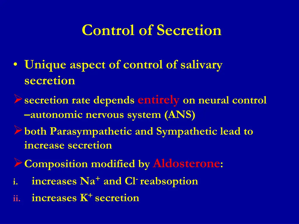 control of secretion