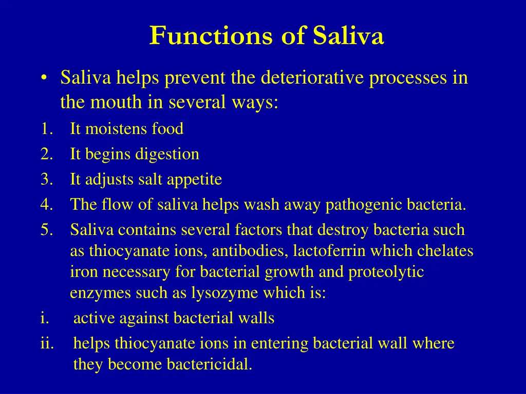 functions of saliva