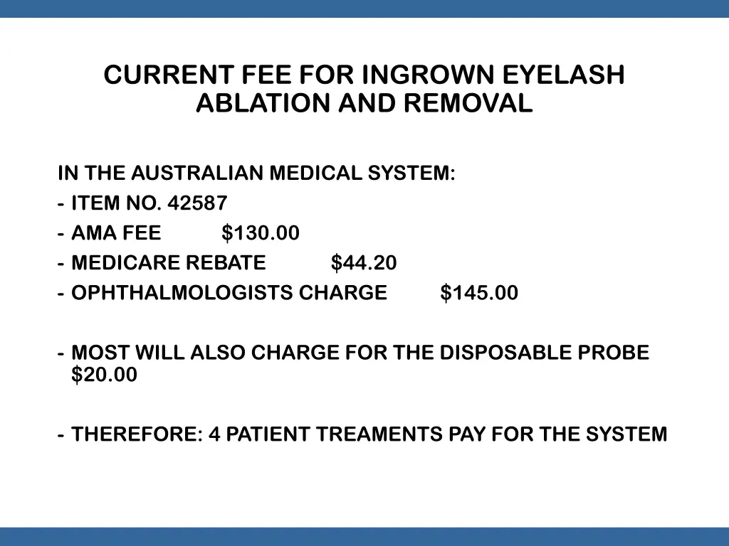 current fee for ingrown eyelash ablation