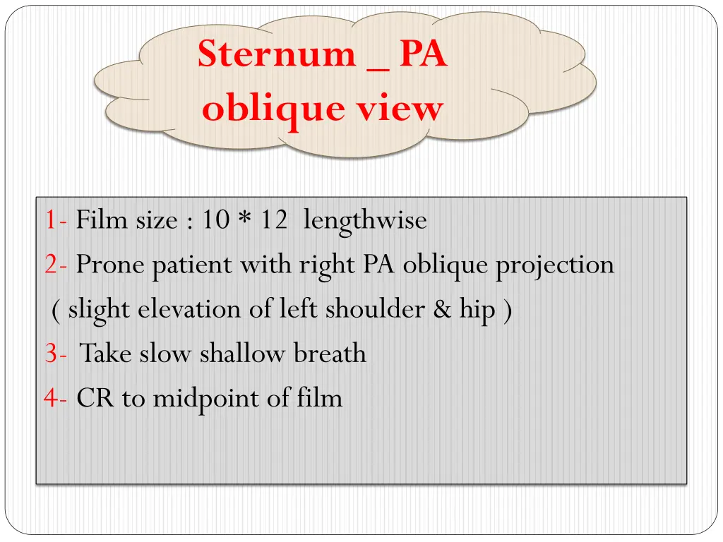 sternum pa oblique view