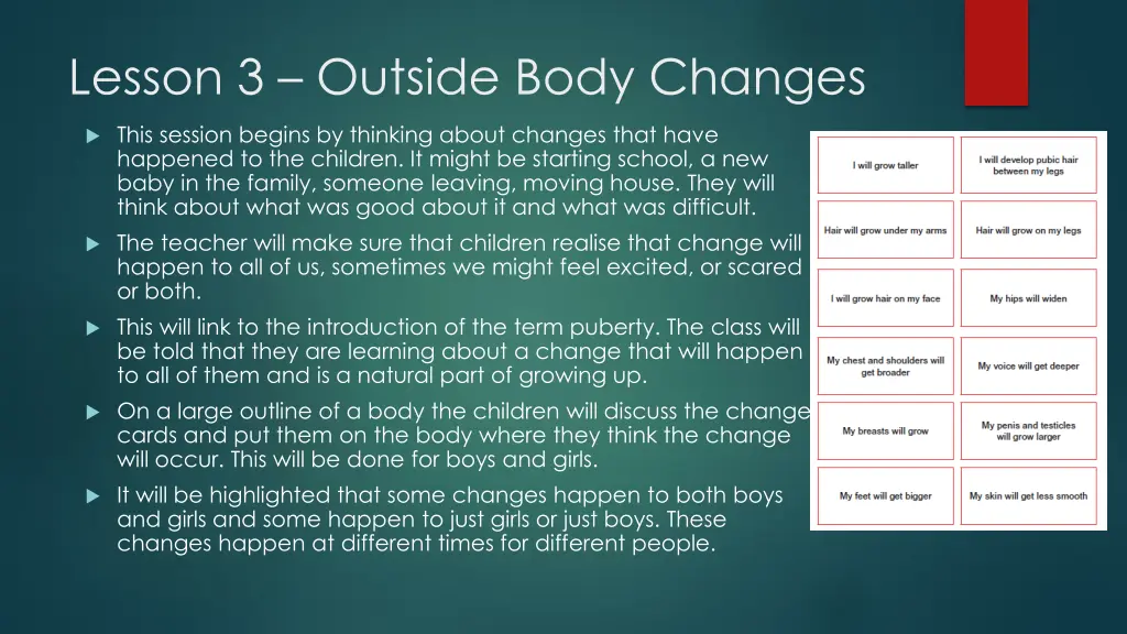 lesson 3 outside body changes