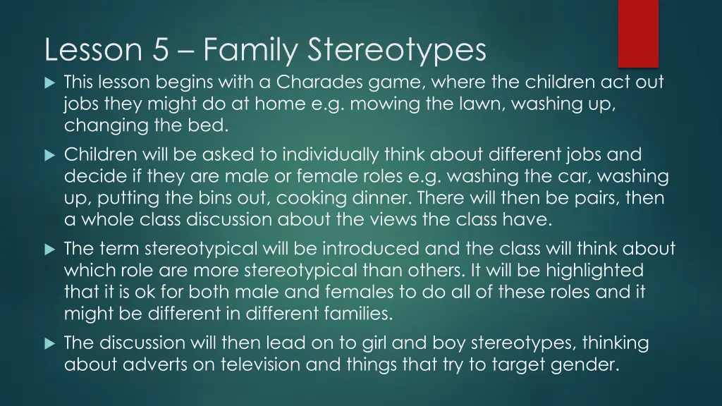 lesson 5 family stereotypes this lesson begins