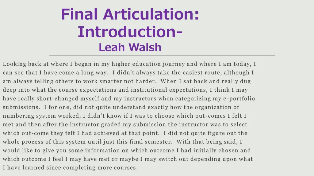 final articulation introduction leah walsh