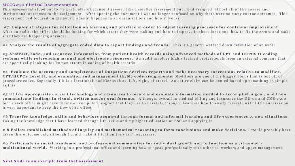 mccg210 clinical documentation this assessment