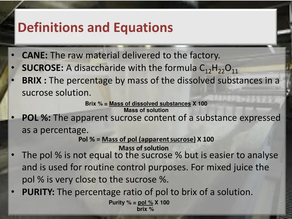 definitions and equations