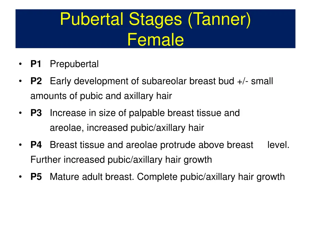 pubertal stages tanner female