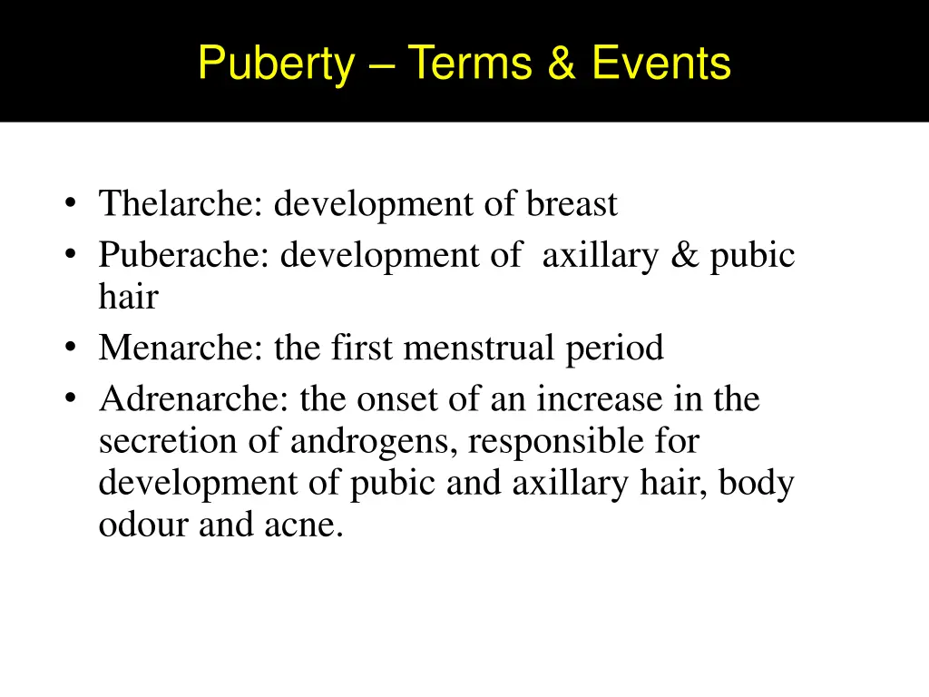 puberty terms events