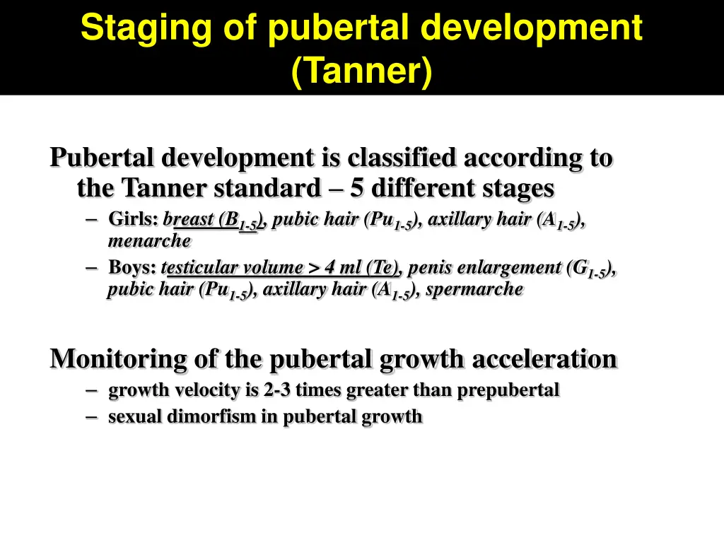 staging of pubertal development tanner