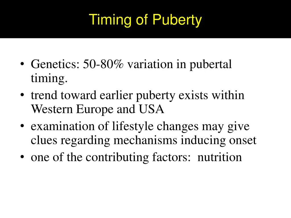 timing of puberty