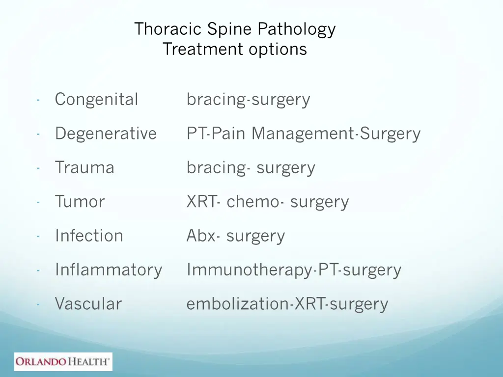 thoracic spine pathology treatment options