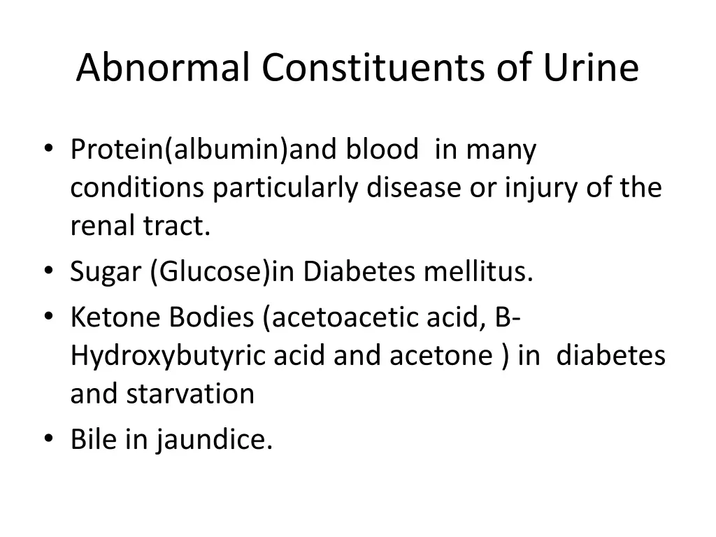 abnormal constituents of urine