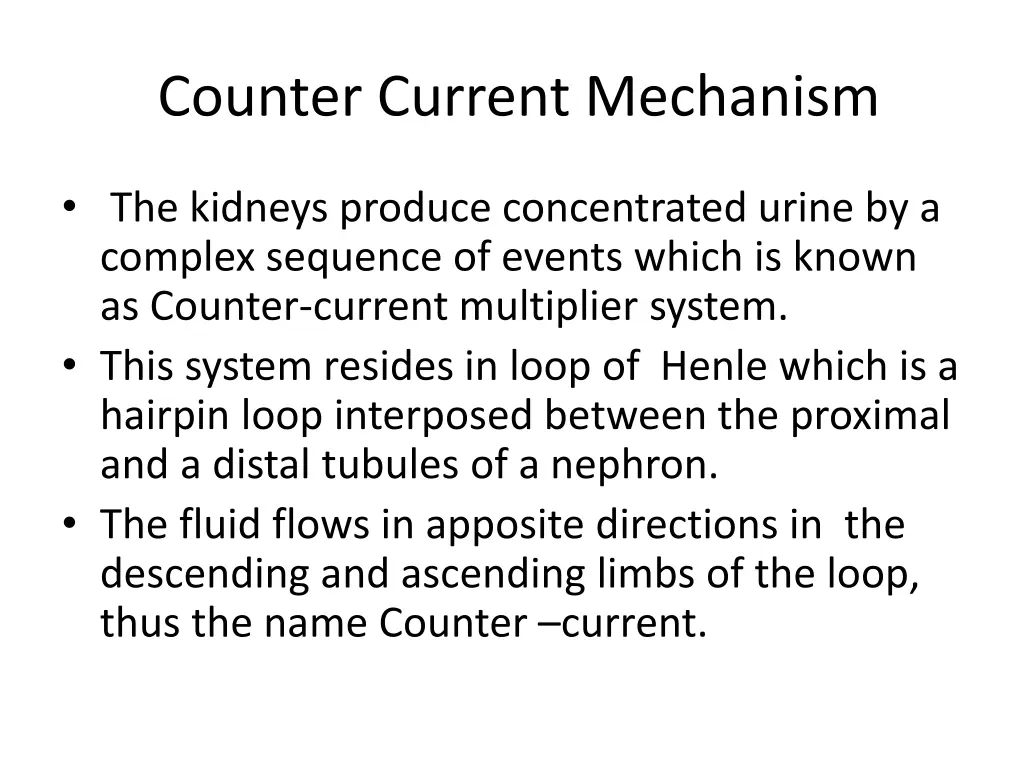 counter current mechanism