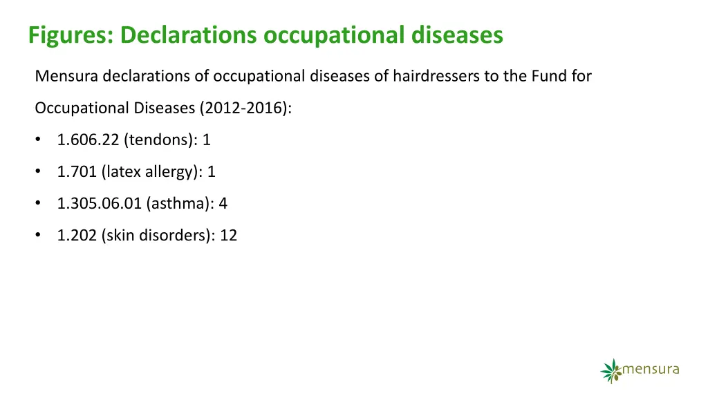 figures declarations occupational diseases