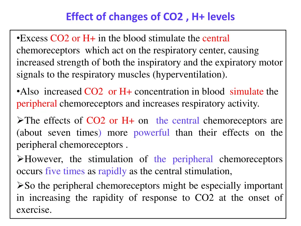 effect of changes of co2 h levels