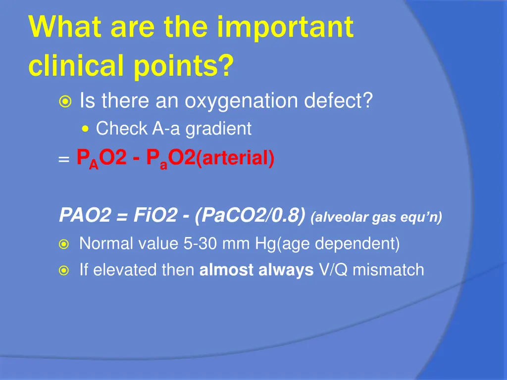 what are the important clinical points is there