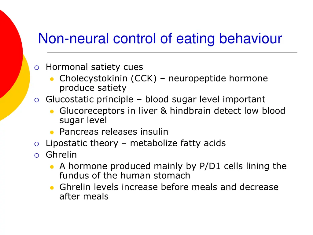 non neural control of eating behaviour 1