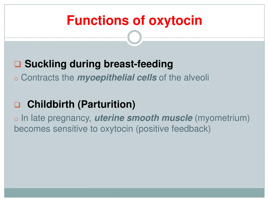 functions of oxytocin