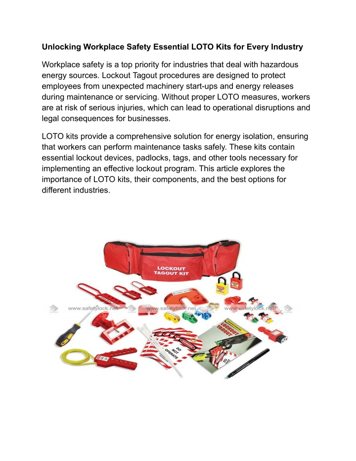 unlocking workplace safety essential loto kits