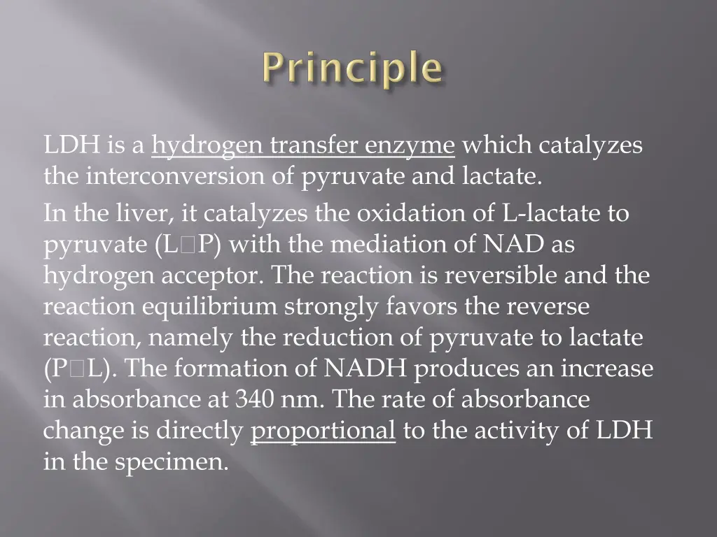 ldh is a hydrogen transfer enzyme which catalyzes