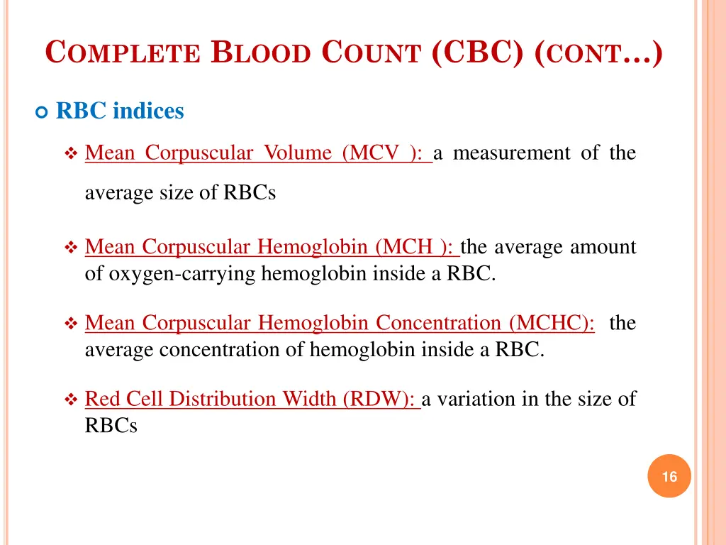 c omplete b lood c ount cbc cont