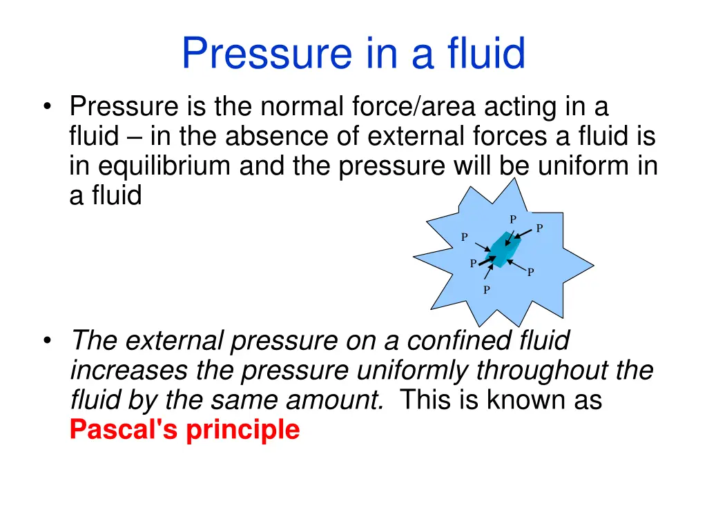 pressure in a fluid pressure is the normal force