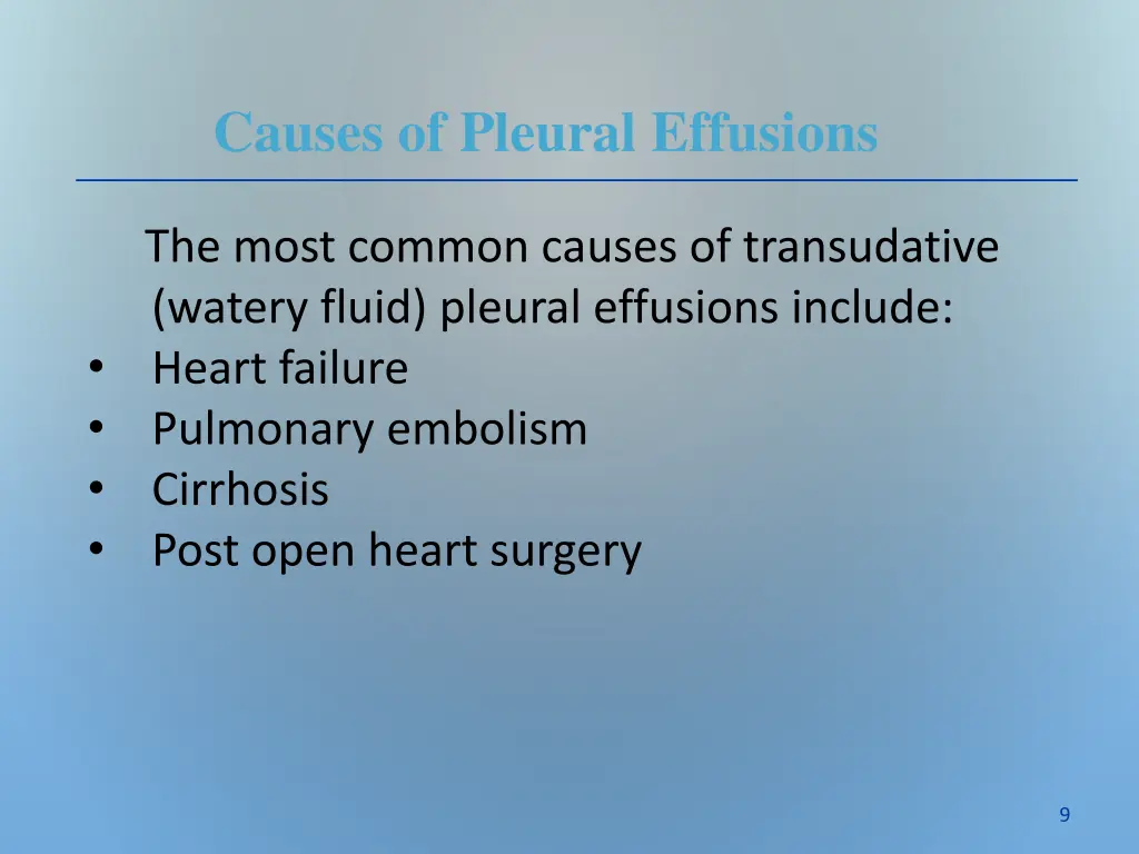 causes of pleural effusions 3