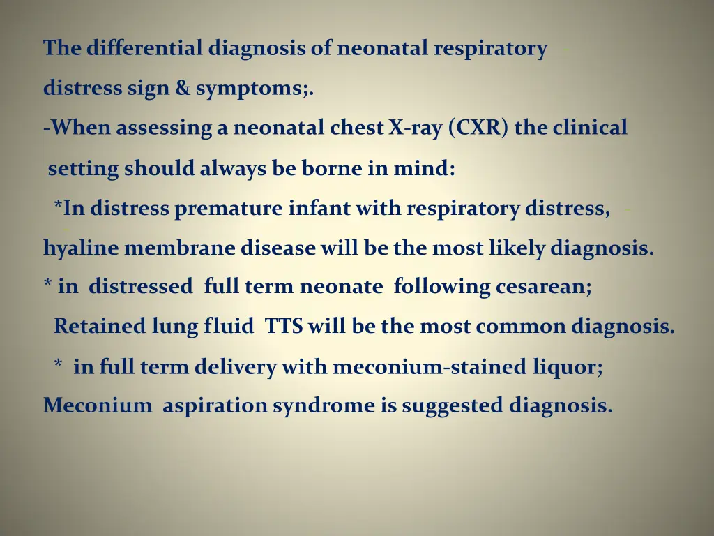 the differential diagnosis of neonatal respiratory