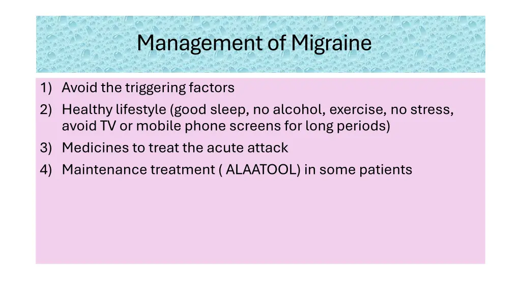management of migraine