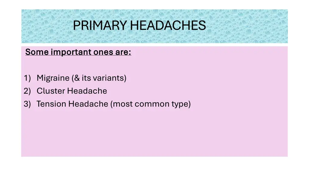 primary headaches