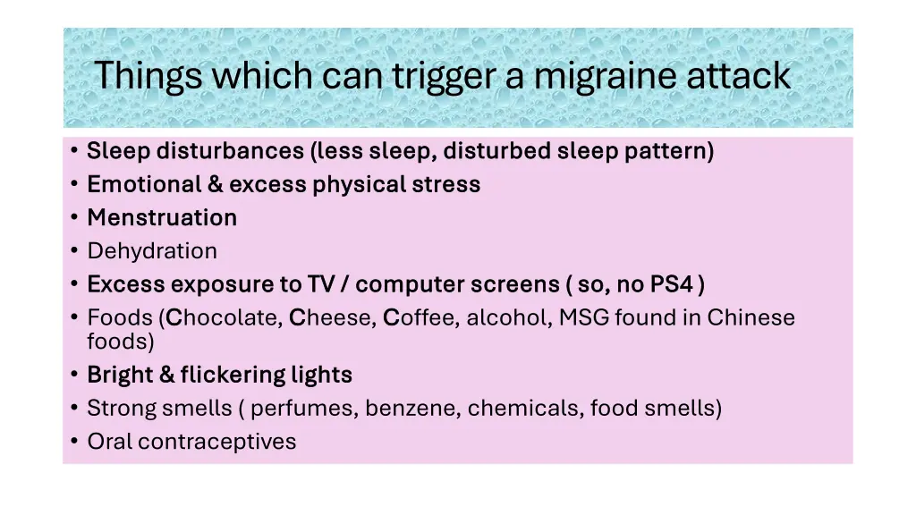 things which can trigger a migraine attack