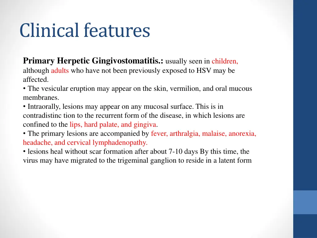 clinical features