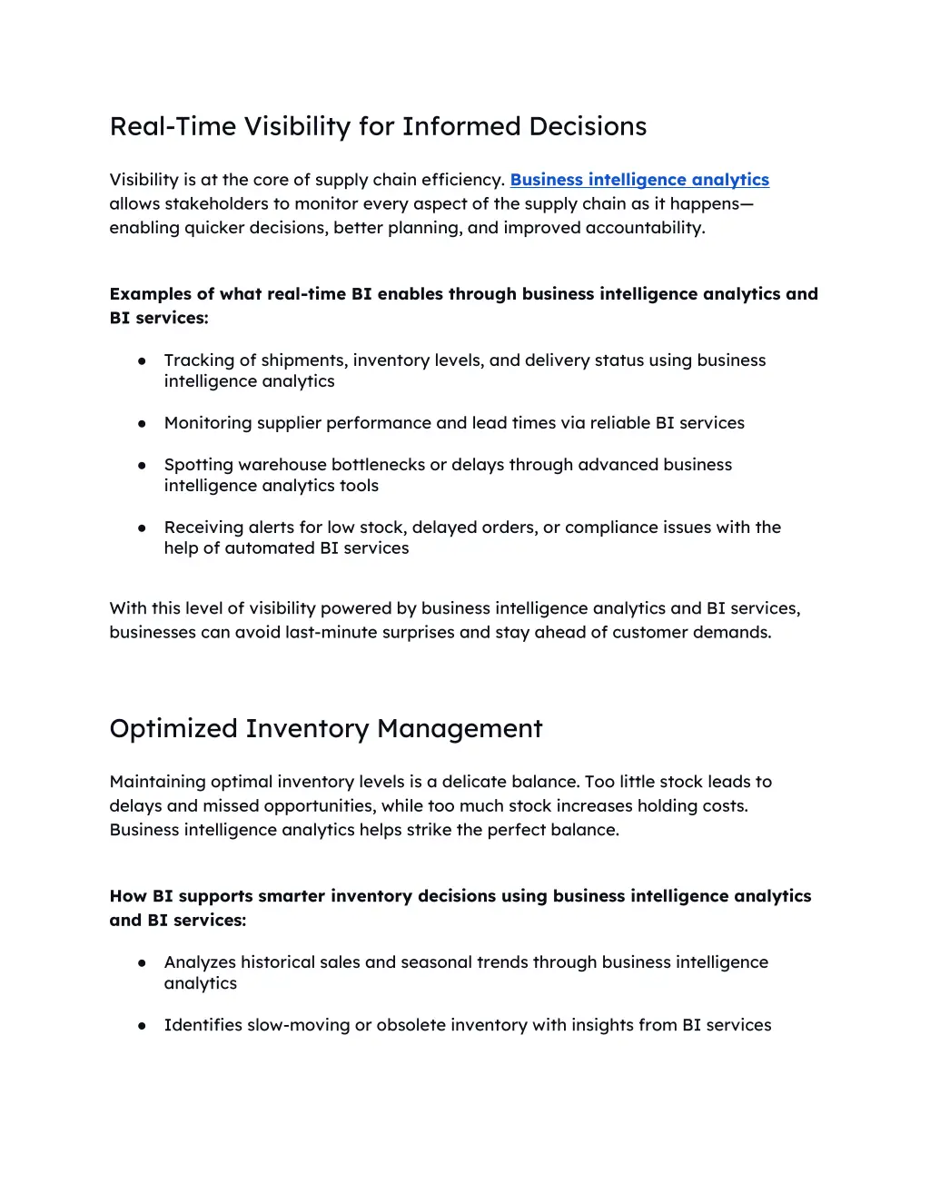 real time visibility for informed decisions