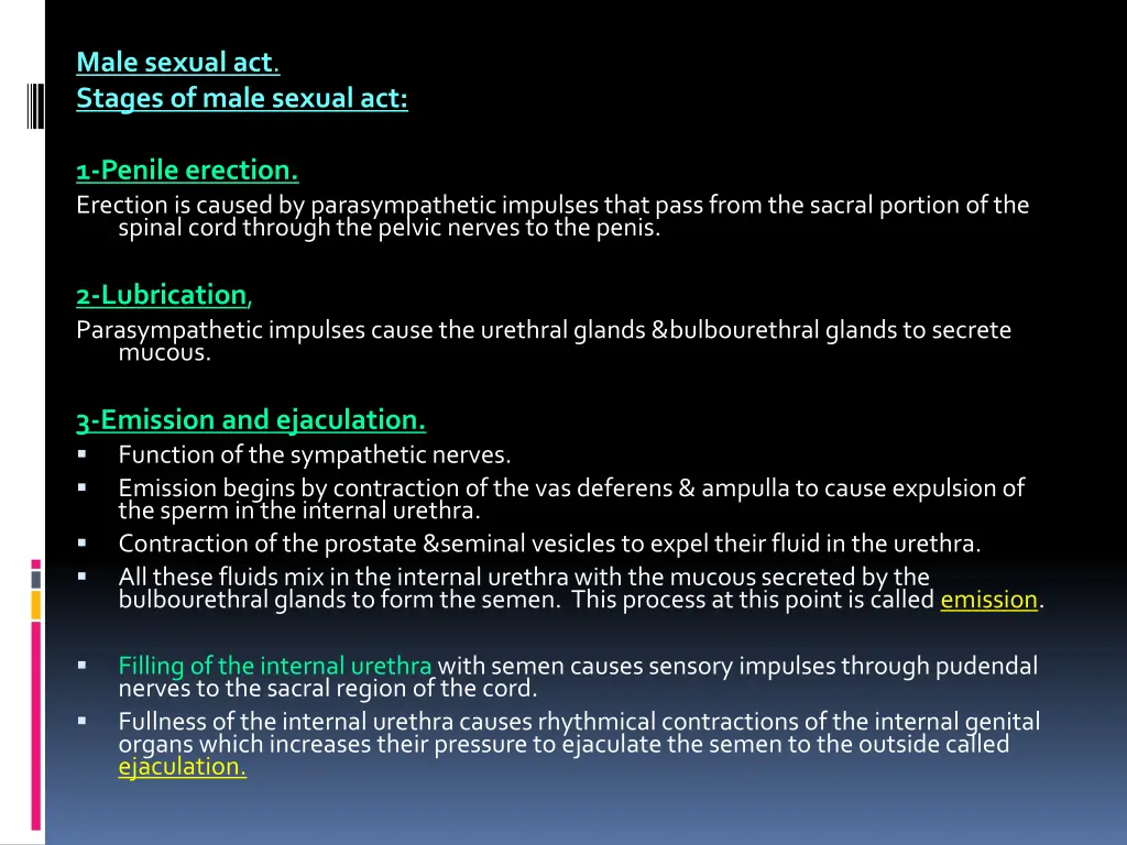 male sexual act stages of male sexual act