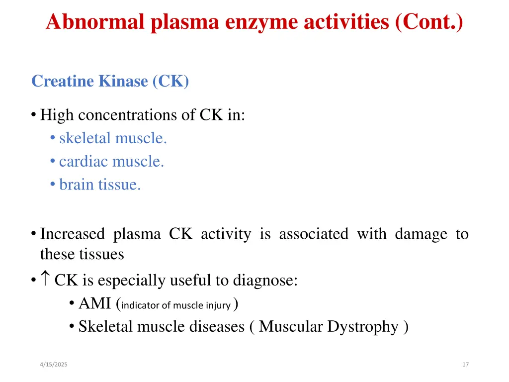 abnormal plasma enzyme activities cont 2