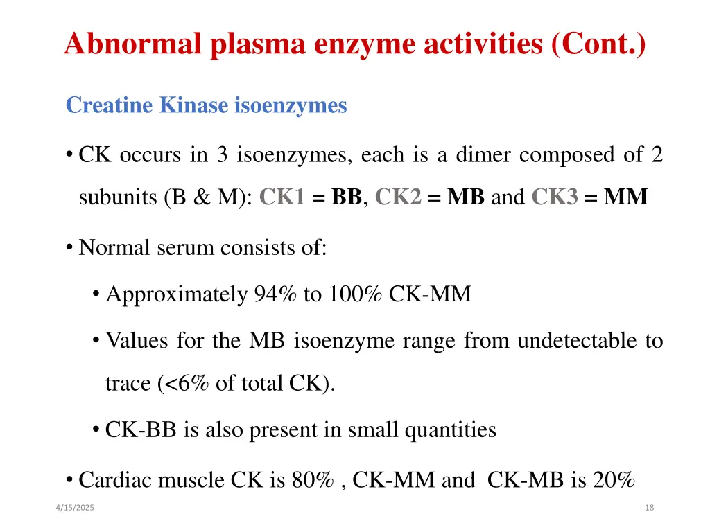 abnormal plasma enzyme activities cont 3