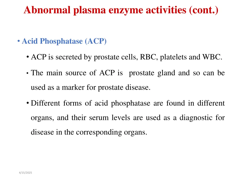 abnormal plasma enzyme activities cont 4