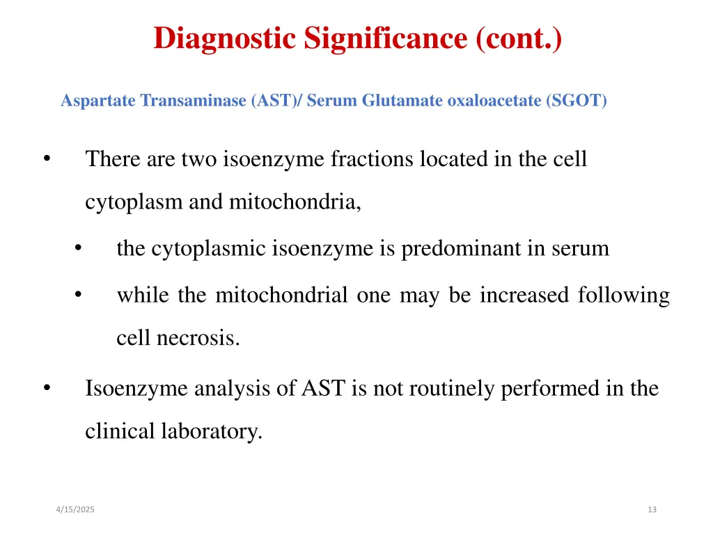 diagnostic significance cont
