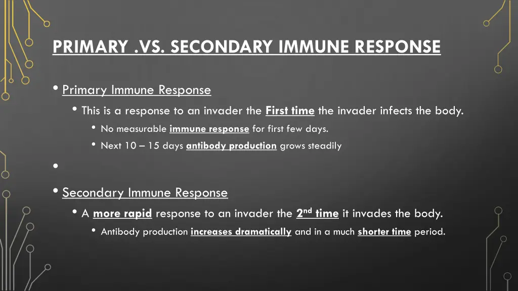 primary vs secondary immune response